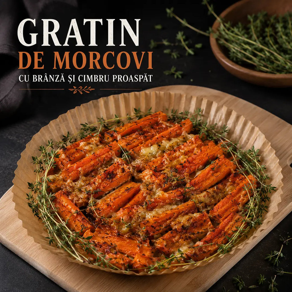 GRATIN DE MORCOVI CU BRÂNZĂ ȘI CIMBRU PROASPĂT