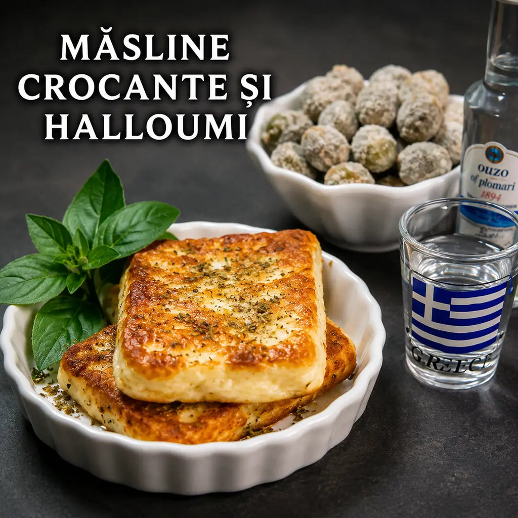 MĂSLINE CROCANTE ȘI HALLOUMI