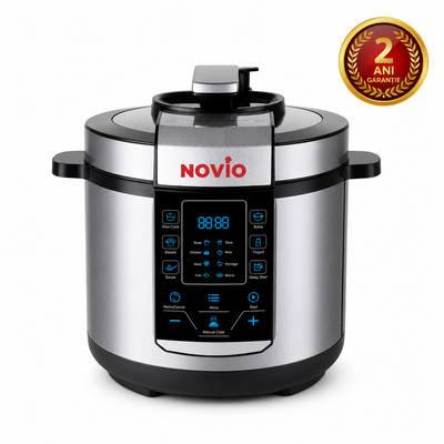Multicooker Novio SteelCook, Vas din Inox, 6 L, 1000 W, 10 Programe si 5 Moduri de Gatire